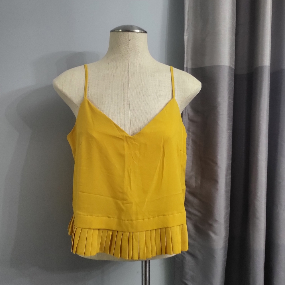 French Connection Yellow Pleated Camisole Top